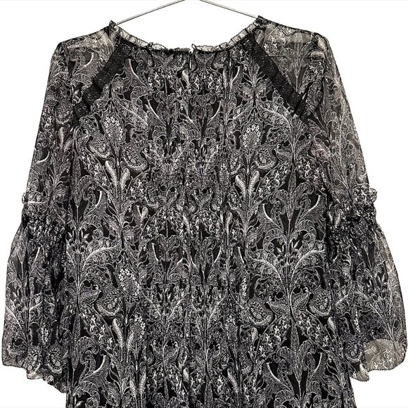 ELIE TAHARI Tie Front‎ Mini Tunic Dress, EUC, Size 4, 100% Silk, black, fringe - Picture 8 of 14